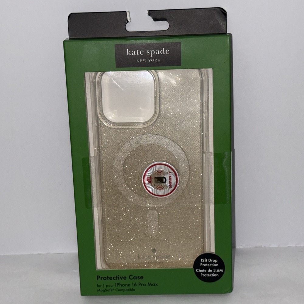 NEW Kate Spade iPhone 16 Pro Max‎ Case w/MagSafe Clear Gold Glitter Unopened